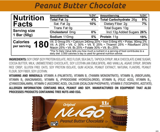 Nugo Protein Bar, Peanut Butter, 11G Protein, Gluten Free, 15 Count1.8 Pounds