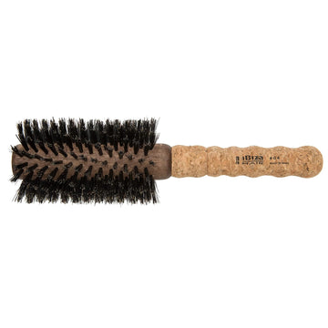 Ibiza Hair Professional (G Series) Round Boar Hair Brush, Hybrid Swirled Boar & Carbon Fiber Nylon Bristles with Cork Handle, Add Texture & Shine for Medium to Long Hair