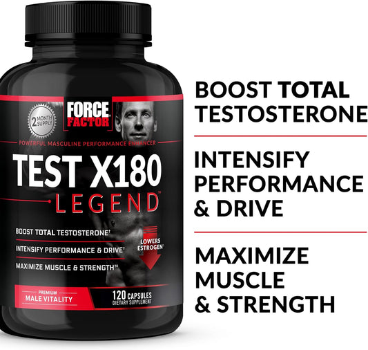 Force Factor Test X180 Legend Testosterone Booster For Men To Build Muscle & Strength, Performance, Testosterone Supplem