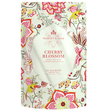 Harney & Sons Cherry Blossom, 50 Sachets Of Green Tea W/Cherry And Vanilla