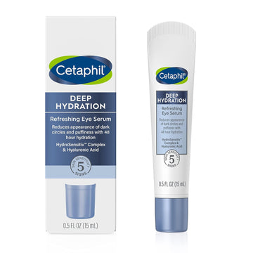 CETAPHIL Deep Hydration Refreshing Eye Serum, 0.5  , 48Hr Hydrating Under Eye Cream to Reduce the Appearance of Dark Circles, With Hyaluronic Acid, Vitamin E & B5 (Packaging May Vary)