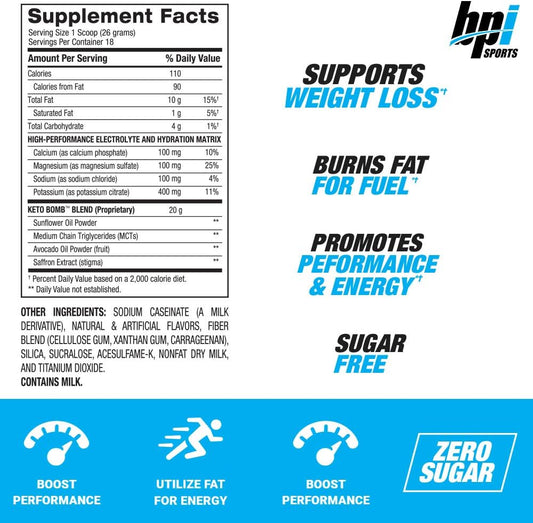 Bpi Sports Keto Bomb Coffee Creamer - Supports Energy And Hydration - 1 Pounds