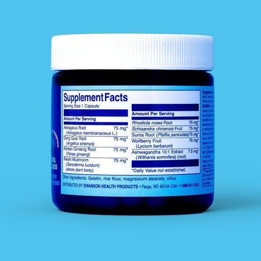 Swanson Wio Mental Balance With Herbs For Stress Support, Better Sleep, Ayurvedic, Focus, More Energy, Adaptogen, Ashwagandha, Ginseng, Mental Wellness, 30 Capsules (30-Day Supply)