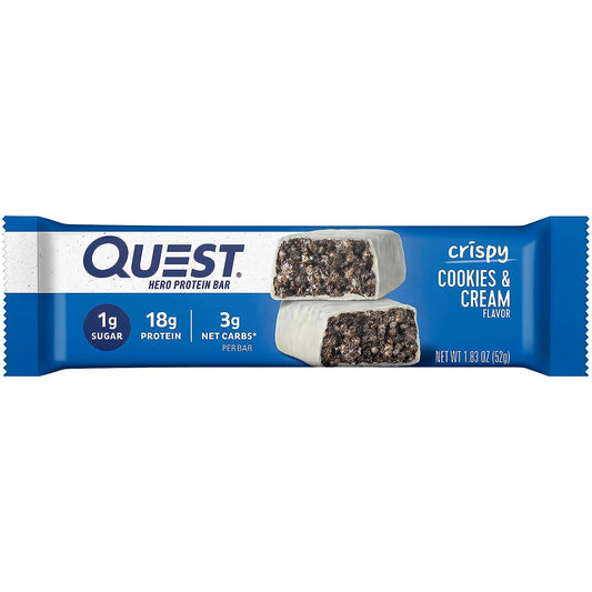 Quest Nutrition Crispy Cookies & Cream Hero Protein Bar, 18G Protein, 1 Pounds