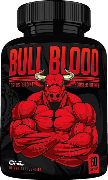 Bull Blood Testosterone Booster For Men - Testosterone Supplement For Stamina & Endurance - Maca Root, Horny Goat Weed,
