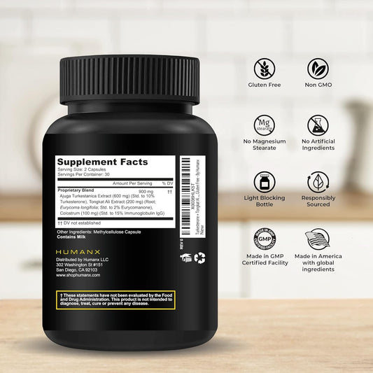 Humanx Turkesterone & Tongkat Ali 900Mg - Supports Energy, Stamina, And Muscle Recovery And Growth - Turkesterone Supple
