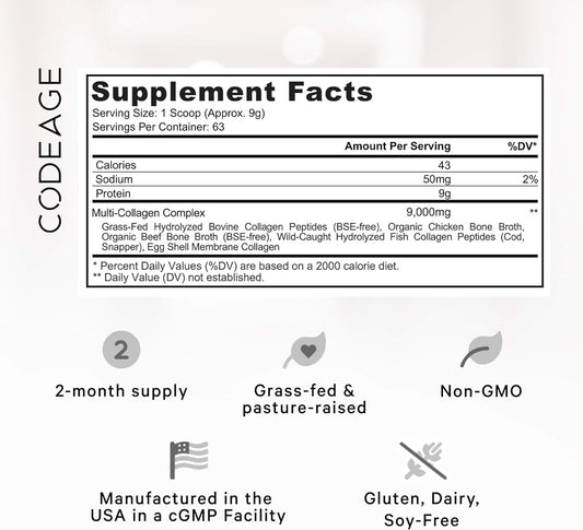 Codeage Multi Collagen Protein Powder Peptides, 2-Month Supp