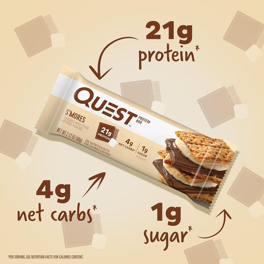Quest Nutrition S'Mores Protein Bar, High Protein, Low Carb, Gluten Fr1.72 Pounds