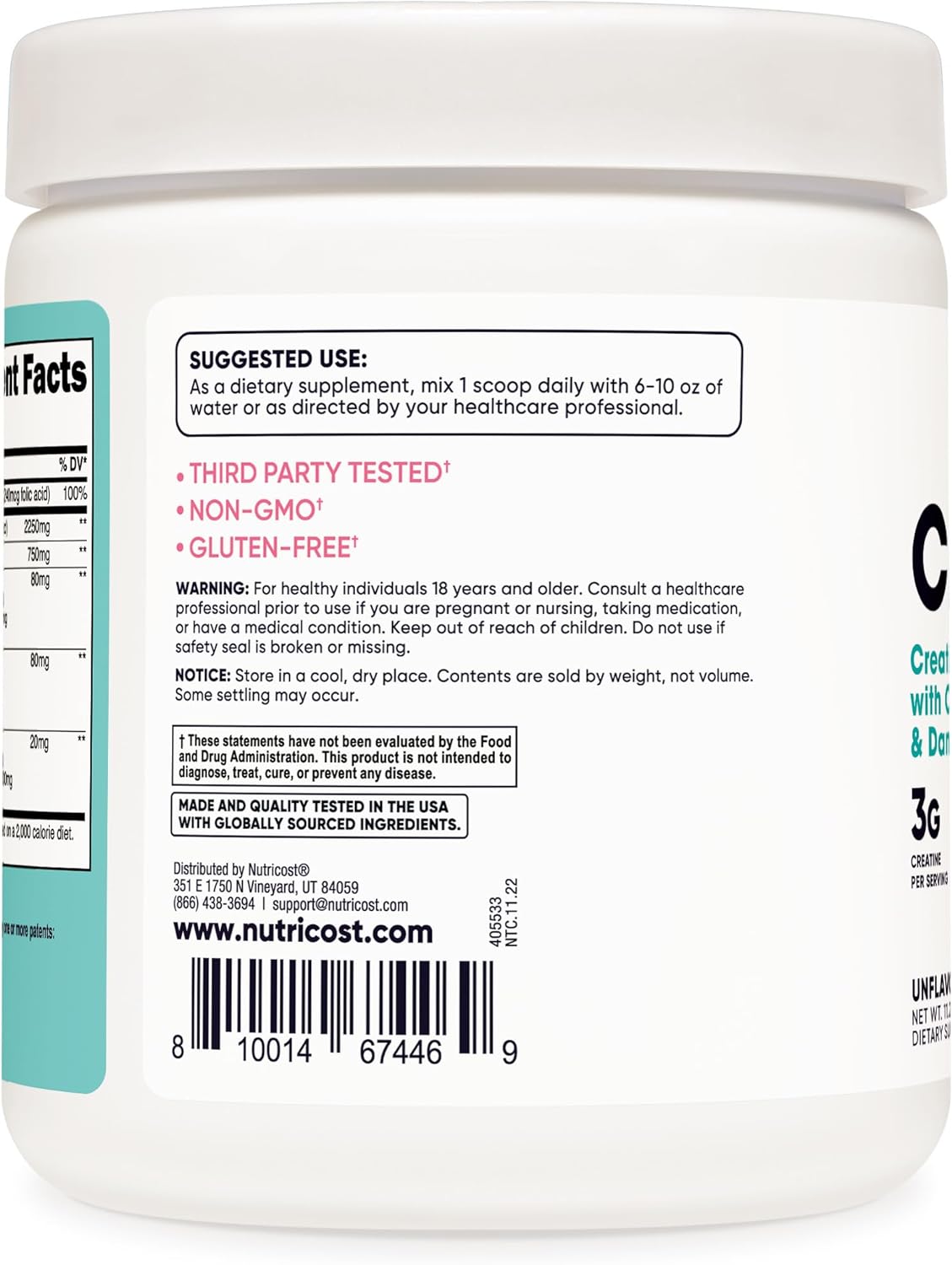 Nutricost Creatine Monohydrate Powder for Women, Micronized, Unflavore