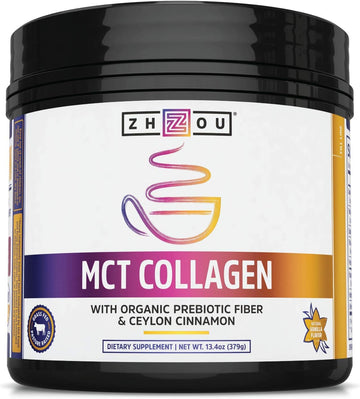 Zhou Mct Collagen | With Organic Prebiotic Fiber & Ceylon Cinnamon | 21.1 Pounds