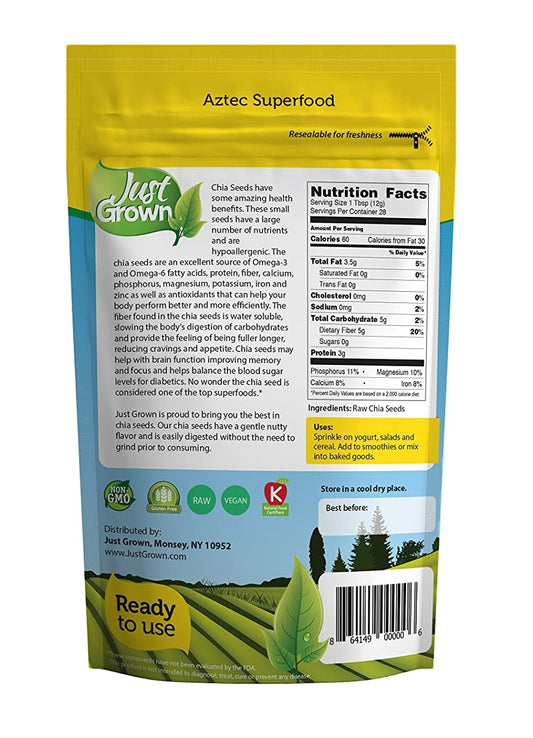 Just Grown Raw Chia Seeds, (Pack Of 2) - Free Shipping