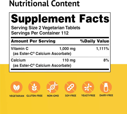 Ester-C 500 Mg Veg. Tablets 225