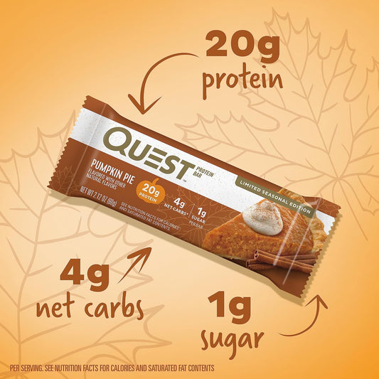 Quest Nutrition Pumpkin Pie Protein Bar, 20G Protein, 4G Net Carb, 1G 1.59 Pounds