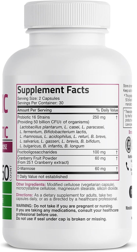 Bronson Women'S Probiotic 50 Billion Cfu + Prebiotic With Cranberry & 0.8 Ounces