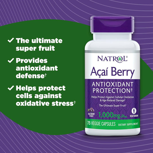 Natrol Acai Berry, Antioxidant Protection, 1,000Mg Vegi Capsules, 75 C