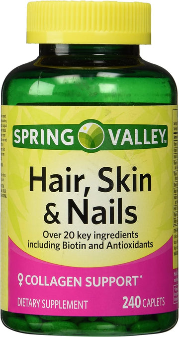 Spring Valley - Hair, Skin & Nails, Biotin-Collagen-Gelatin, 240 Caplets