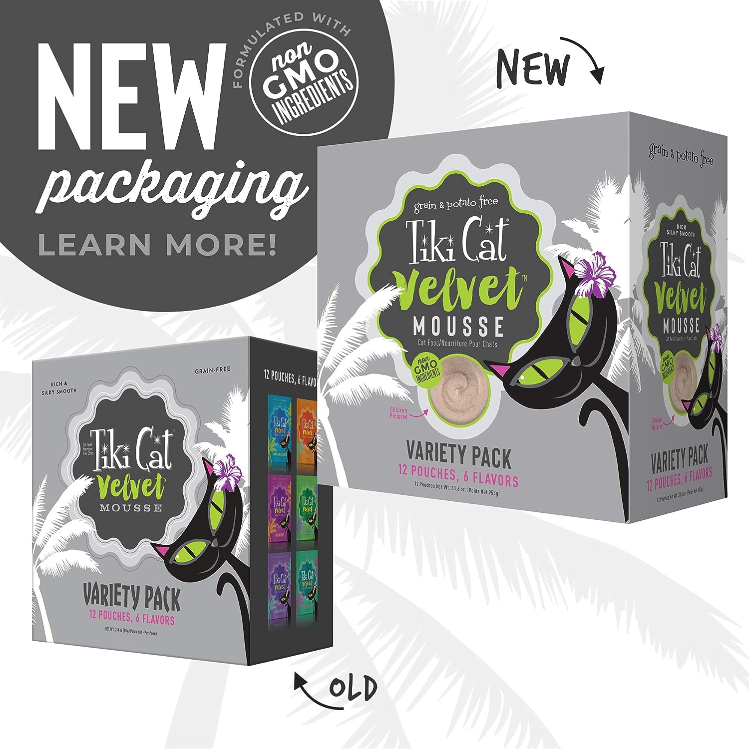 Tiki Cat Velvet Mousse, Protein Blend in Broth Variety Pack,