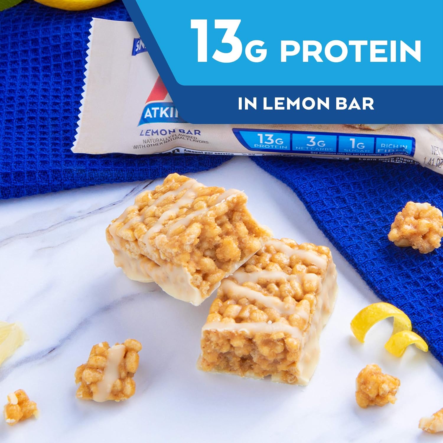 Atkins Lemon Snack Bar, Made with Real Almond Butter, 1g Su