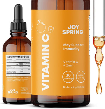 Kids Vitamin C Drops - Vitamin C For Kids - Liquid Vitamin C With Elderberry Extract And Zinc - Childrens Liquid Supplem