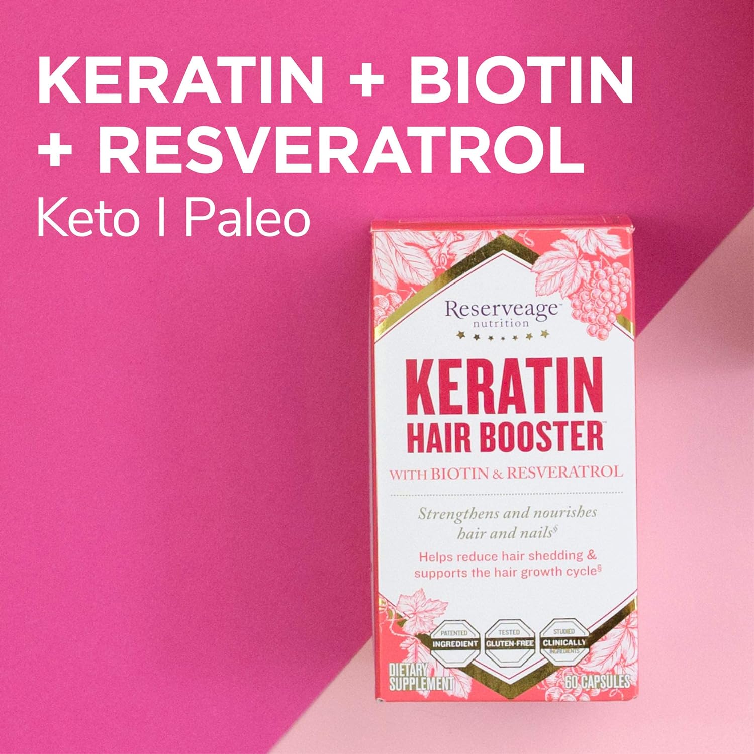 Reserveage Beauty, Keratin Hair Booster with Biotin & Resveratrol, Hai