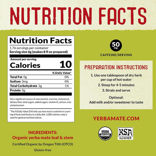 Ecoteas - Organic Yerba Mate Loose Tea Traditional Cut -  - Detox Tea -Yerba Mate Tea - Hi Caf Tea - Yerba Mate Energy Burst - Ecoteas Yerba Mate - 2 Pack