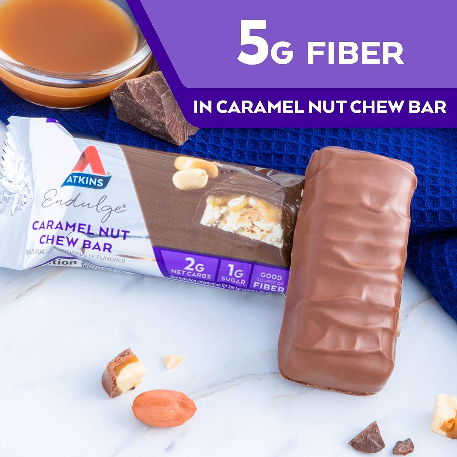 Atkins Endulge Caramel Nut Chew Bar, Dessert Favorite, 1g S