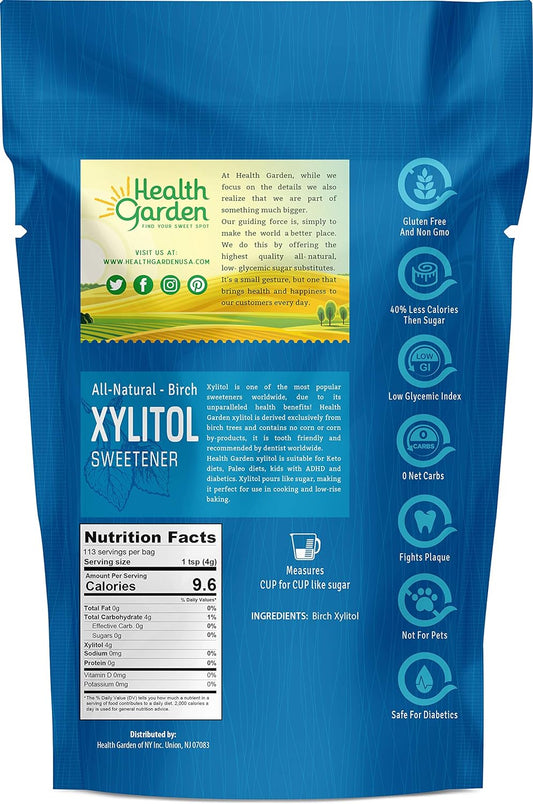 Health Garden Birch Xylitol Sweetener - Non Gmo - Kosher - Made In The U.S.A. - Keto Friendly (1 Lb)