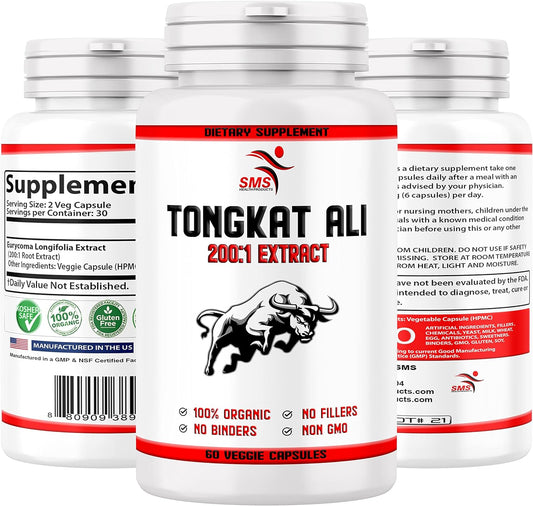 Tongkat Ali 200:1 As Long Jack Extract (Eurycoma Longifolia), 1000Mg Per Serving, 60 Veggie Capsules, Supports Energy, S