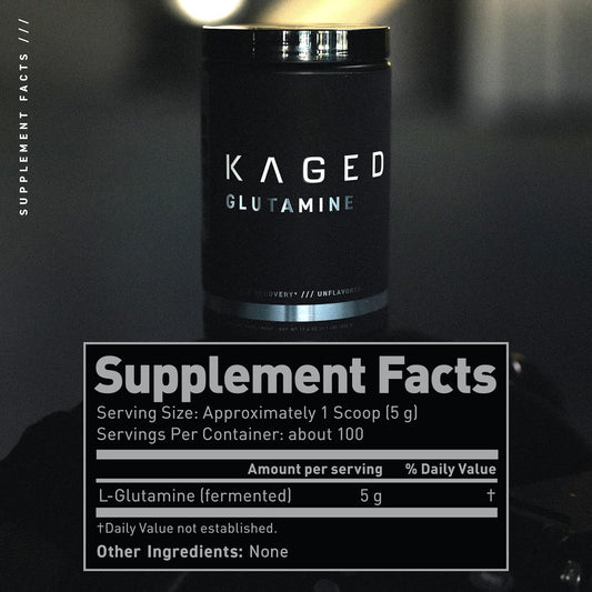 Kaged L-Glutamine Powder 500 Gram, Vegan, Support Recovery,