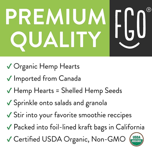 Fgo Organic Hemp Hearts, Shelled Hemp Seeds, Imported From Canada, (Pack Of 1)
