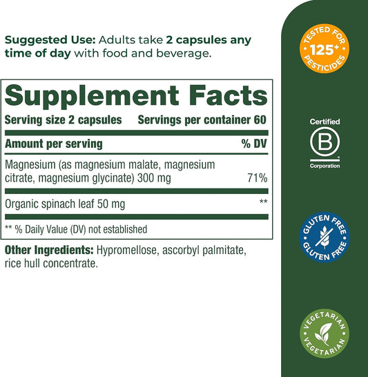 MegaFood Magnesium 300 mg - Highly absorbable Blend of Magnesium Glyci