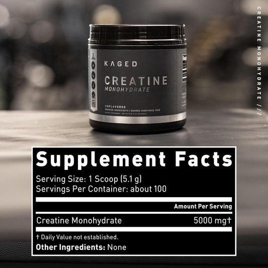 Kaged Creatine Monohydrate Micronized Powder | 100 Servings | Unflavor