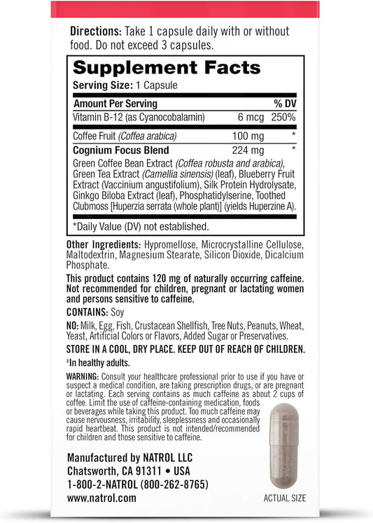 Natrol Cognium Focus, Brain Health And Focus Supplement, 60 Capsules60