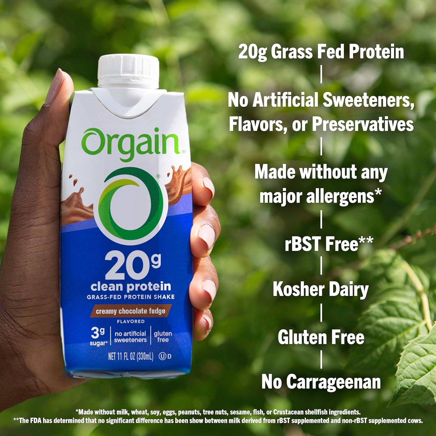 Orgain Clean Protein Shake, Grass Fed Dairy, Creamy Chocolate Fudge -