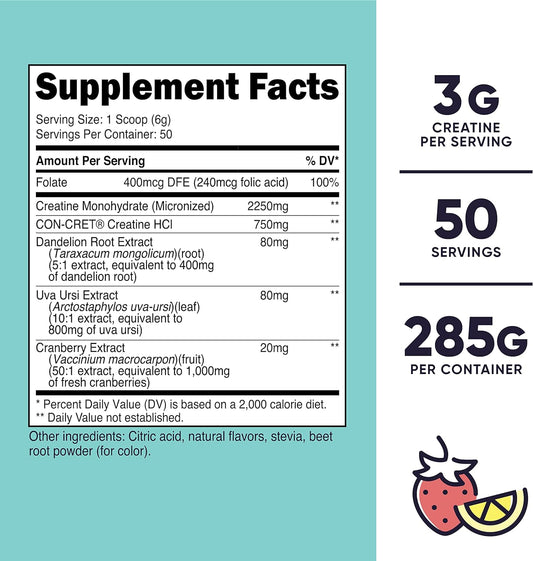 Nutricost Creatine Monohydrate Powder For Women, Micronized, Strawberr