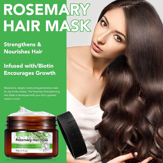 HRAMEX Rosemary Hair Mask,Essential Oil & Biotin Deep Treatment,Repair for Dry Damaged and Color Treated Hair,Restores Moisture,Miracle Repair for Dry, Damaged, & Frizzy Hair-60ml