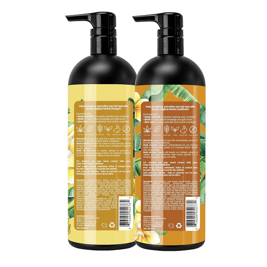HEMPZ Hair Shampoo & Conditioner Set - Original oral & Banana Scent for Dry, Damaged, Color Treated Hair - Hydrating, Softening, Moisturizing Vegan Biotin for All Hair Types Duo Set - 33.8