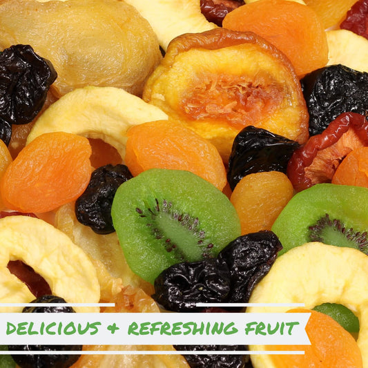 Dried Mixed Fruit With Prunes By It'S Delish, 2 Lbs (32 Oz) Bulk | Snack Mix Of Prunes, Apricots, Plums, Apple Rings, Ne