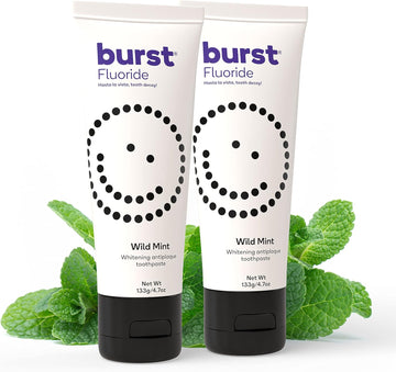 BURST Toothpaste with Cavity Fighting uoride - Whitening Toothpaste for Stain Removal - Sensitive Toothpaste with Xylitol β Vegan, Gluten Free, SLS Free Toothpaste - Wild Mint, 4.7 (2 Pack)