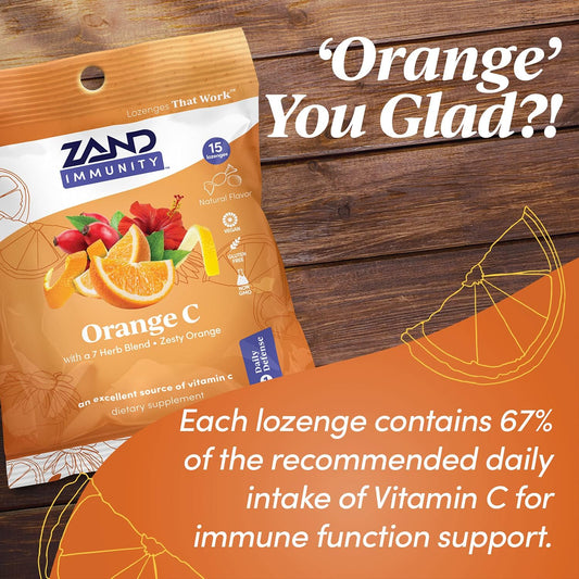 Zand Immunity Orange C Herbalozenge | Vitamin C Throat Drops W/Soothin