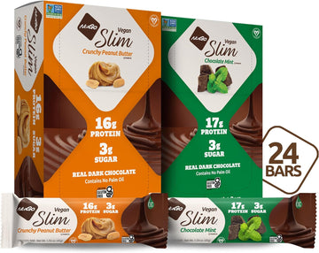 Nugo Slim Vegan Variety - Crunchy Peanut Butter 12 Bars & Chocolate Mi4 Pounds