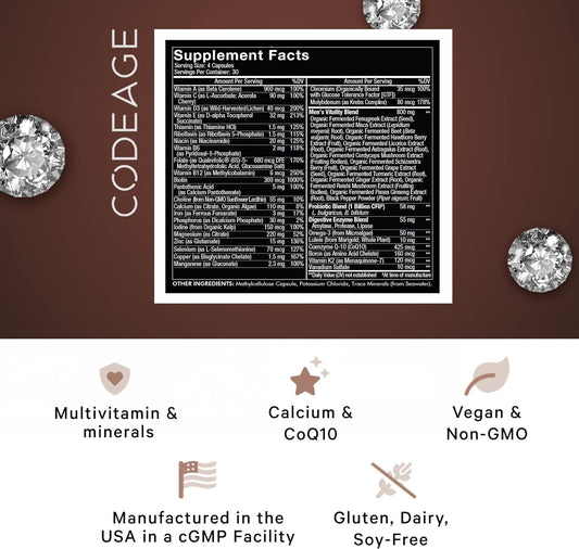 Codeage Mens Daily Multivitamin Supplement, 25+ Vitamins & Minerals F