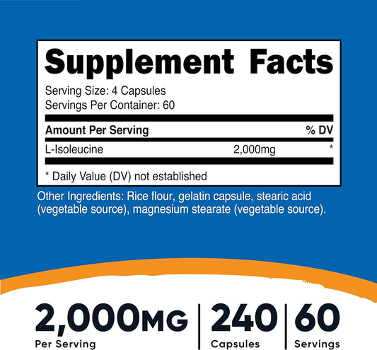 Nutricost L-Isoleucine 2000Mg Per Serving, 240 Capsules (60 Servings)2