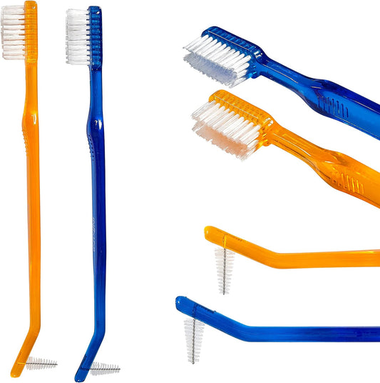 AIM DENTAL SUPPLY ADS Braces Toothbrush Soft Head V Trimmed Design 2-Pack | Quick Orthodontic Cleaning | Deep Clean Braces at Home