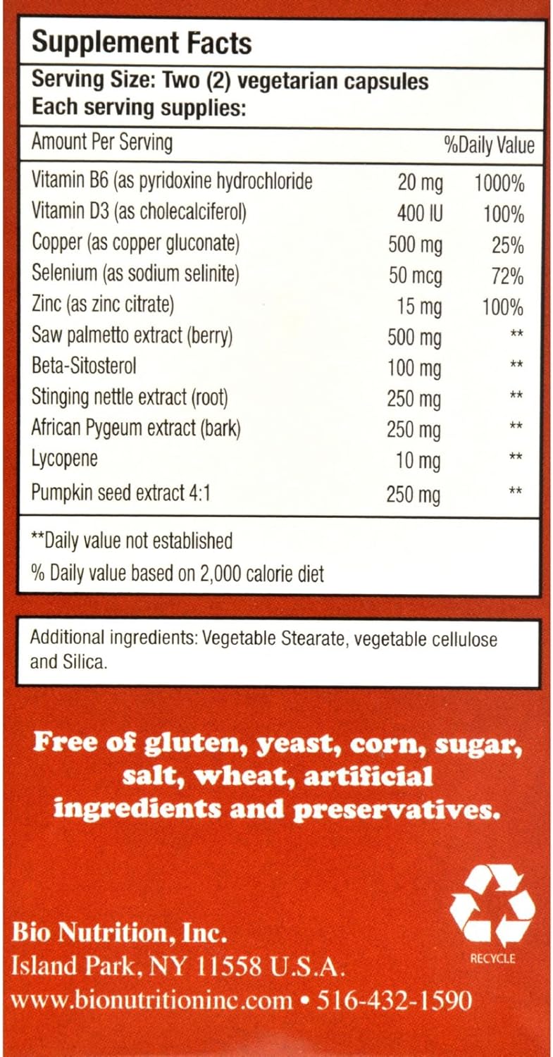 2 Pack of Bio Nutrition Prostate Wellness - 60 Vegetarian Capsuless -