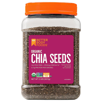 Betterbody Foods Organic Chia Seeds With Omega-3, Non-Gmo, Gluten Free, Keto Diet Friendly, Vegan, Good Source Of Fiber