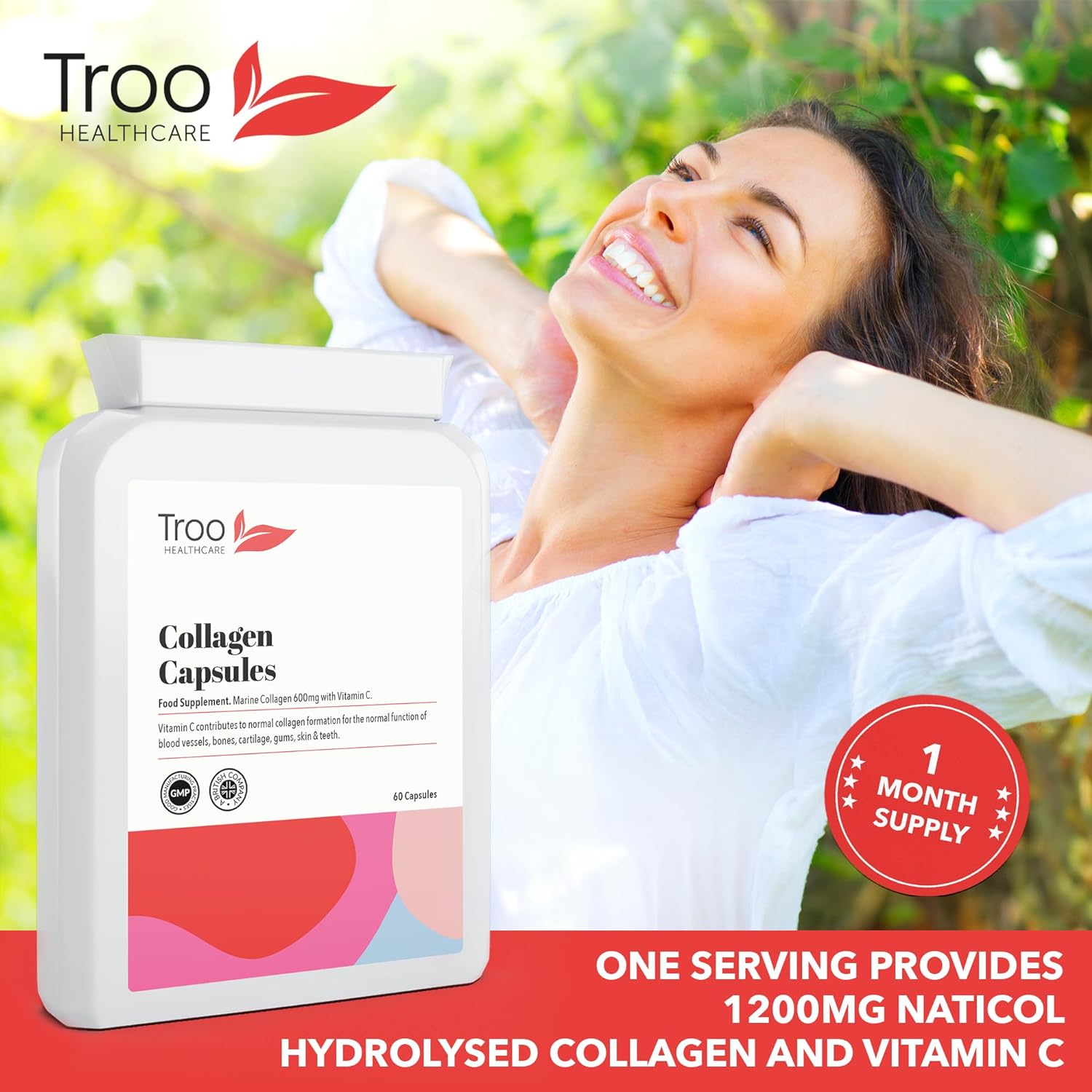 Troo Marine Collagen Supplement - 60 High Strength Capsules 1200mg Ser