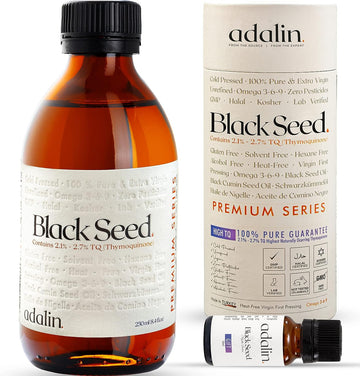 adalin Black Seed Oil Liquid 8.4 fl oz | Nigella Sativa Seed Oil | High Thymoquinone | Cold Pressed | Glass Bottle | Bla