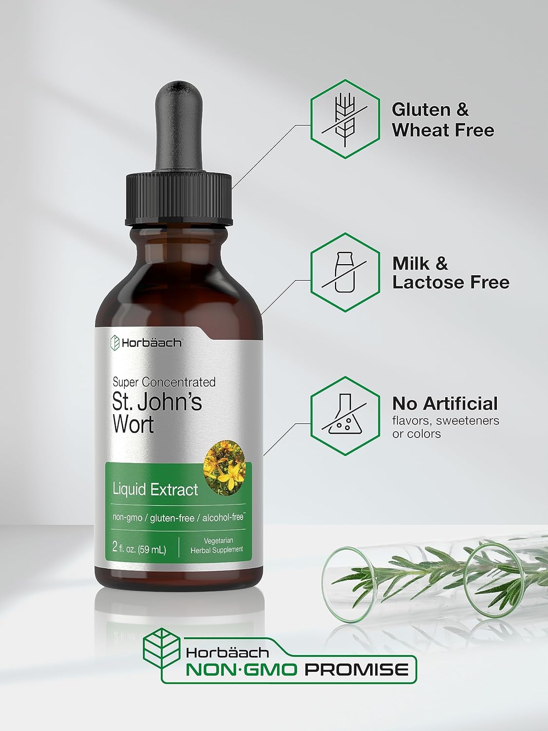 St Johns Wort Tincture | 2 Oz | Alcohol Free | Vegetarian, Non-GMO, Gl