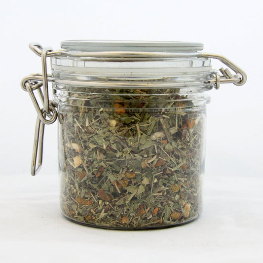 Grindstone, Turmeric Lemon Twist Herbal Tea, 100% Organic Herbal Infusion, Lemongrass, Lemon Verbena And Spearmint With Turmeric Root, Pet Locking . Kilner Jar, Pack Of 2